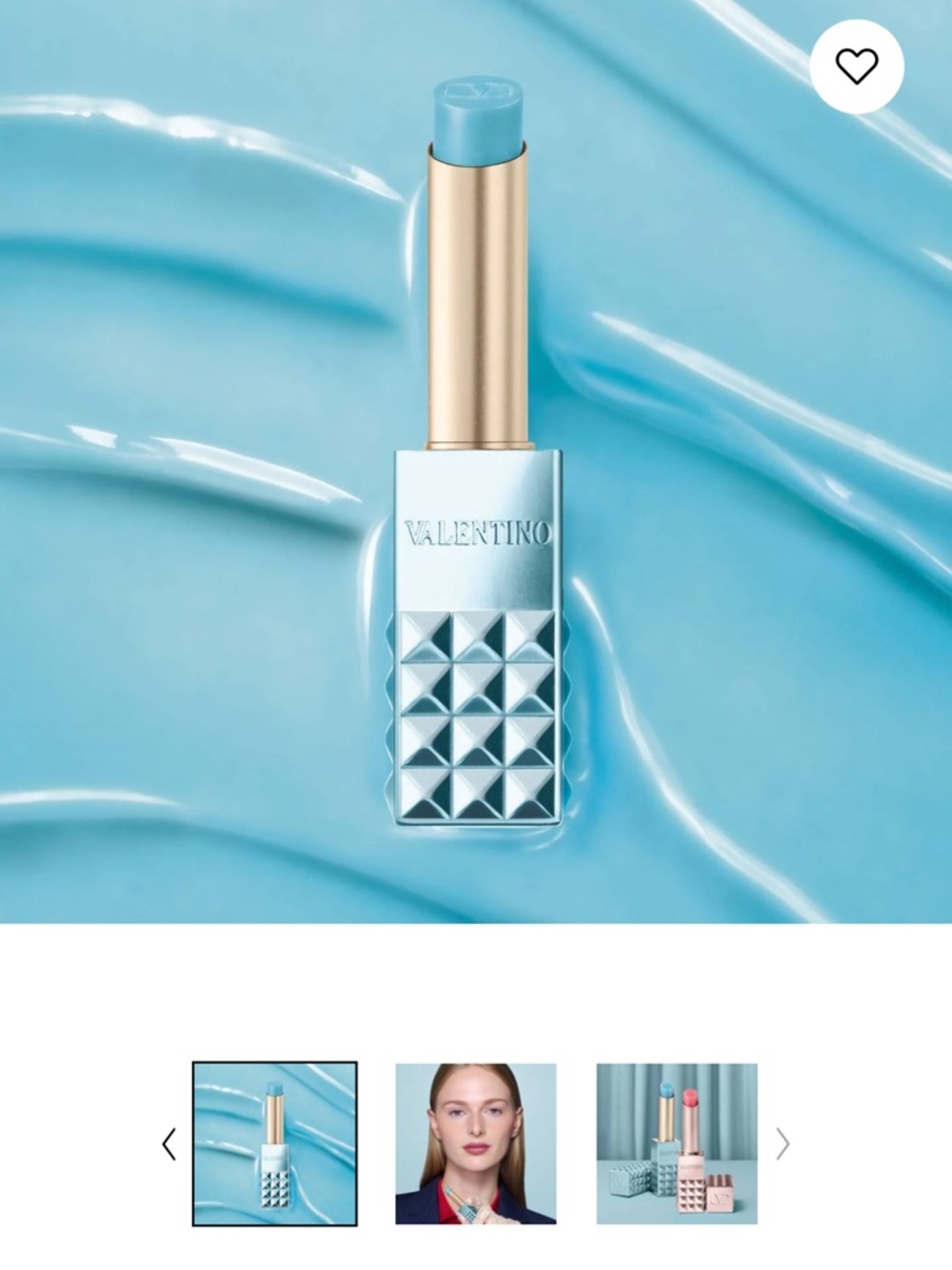Valentino Pastel Blue Studded spiked Lipstick Case ceil refillable limited